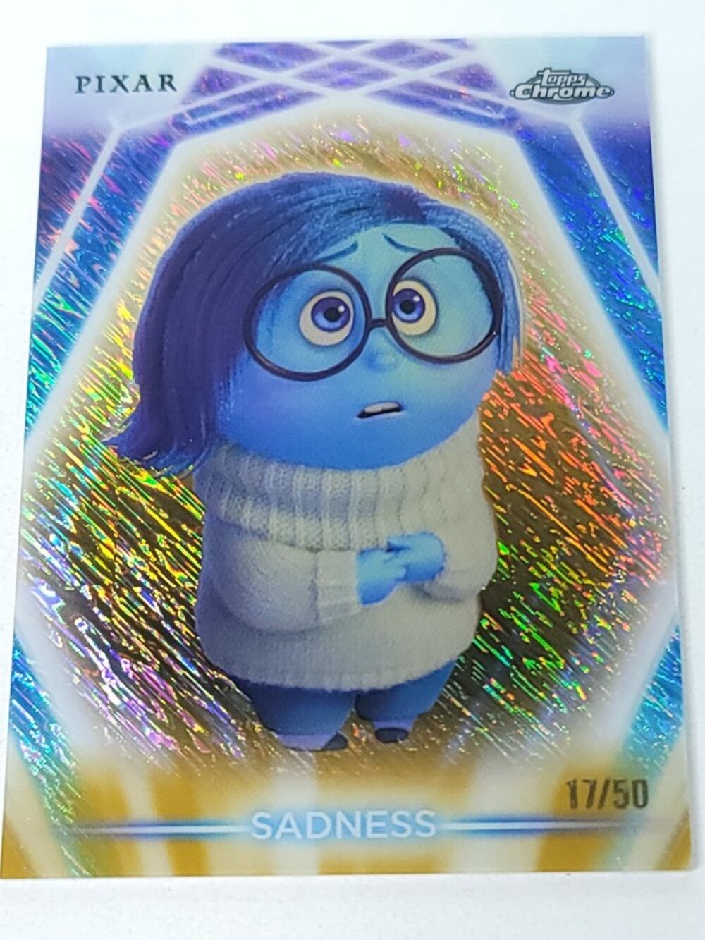 Sadness Topps 2026 Disney Neon Gold Shimmer Refractor Limited 17/50
